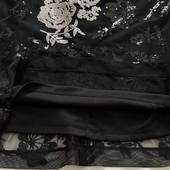 Donna Ricco Dress Gold Black Sequin V-Neck Sleeveless Evening Sheath Size 4 - Picture 10 of 14